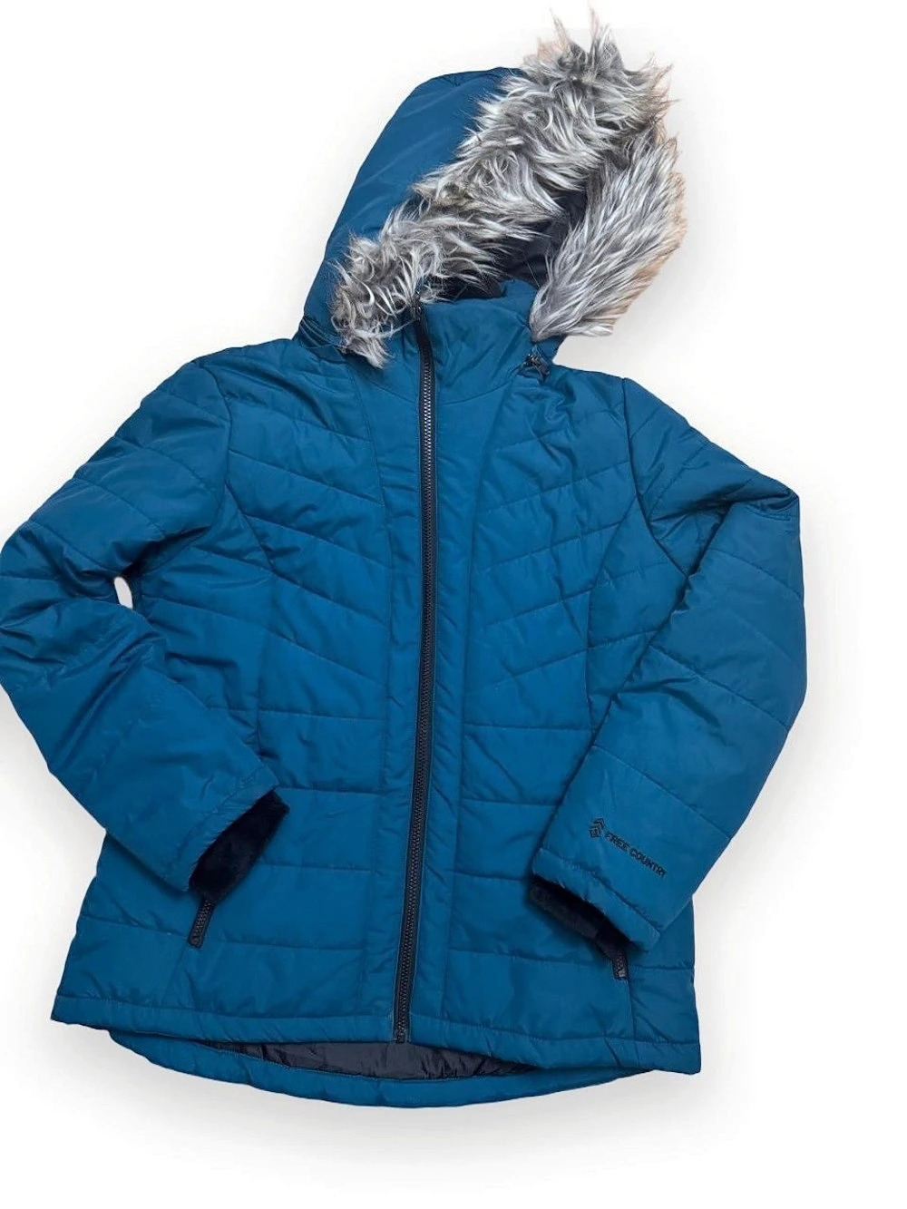 Free Country Women's Blue Hooded Puffer Jacket